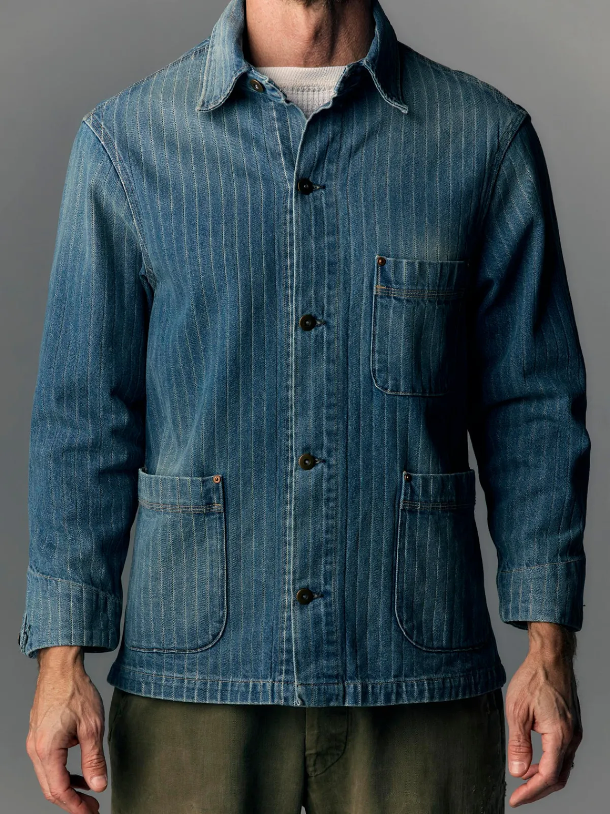 Imogene + Willie ranch jacket in washed indigo stripe