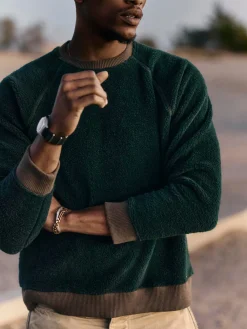 Imogene + Willie ribbed sherpa crew in fern