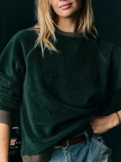Women Imogene + Willie ribbed sherpa crew in fern