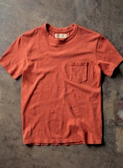Imogene + Willie rust knit pocket tee