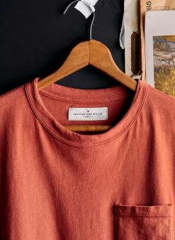 Imogene + Willie rust knit pocket tee