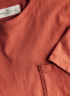 Imogene + Willie rust knit pocket tee
