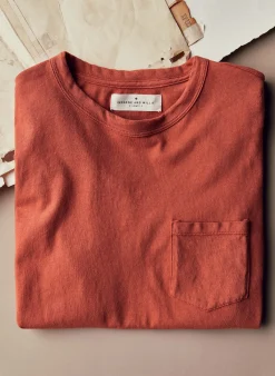 Imogene + Willie rust knit pocket tee