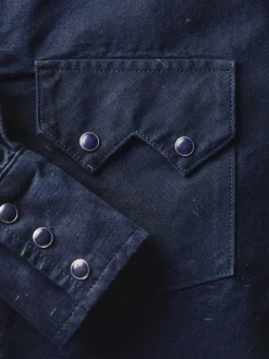Imogene + Willie sawtooth pearl snap in reverse black indigo nep