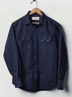 Imogene + Willie sawtooth pearl snap in reverse black indigo nep