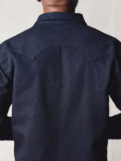 Imogene + Willie sawtooth pearl snap in reverse black indigo nep