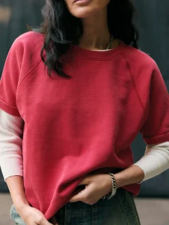 Women Imogene + Willie short sleeve raglan sweatshirt in red