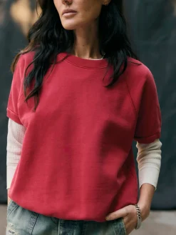 Women Imogene + Willie short sleeve raglan sweatshirt in red