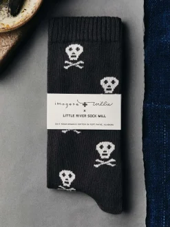 Imogene + Willie skull sock in charcoal