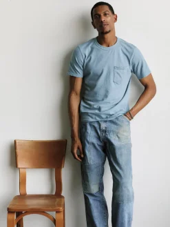 Imogene + Willie sky blue knit pocket tee