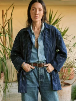Women Imogene + Willie striped indigo studio jacket