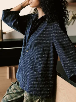 Women Imogene + Willie striped indigo studio jacket