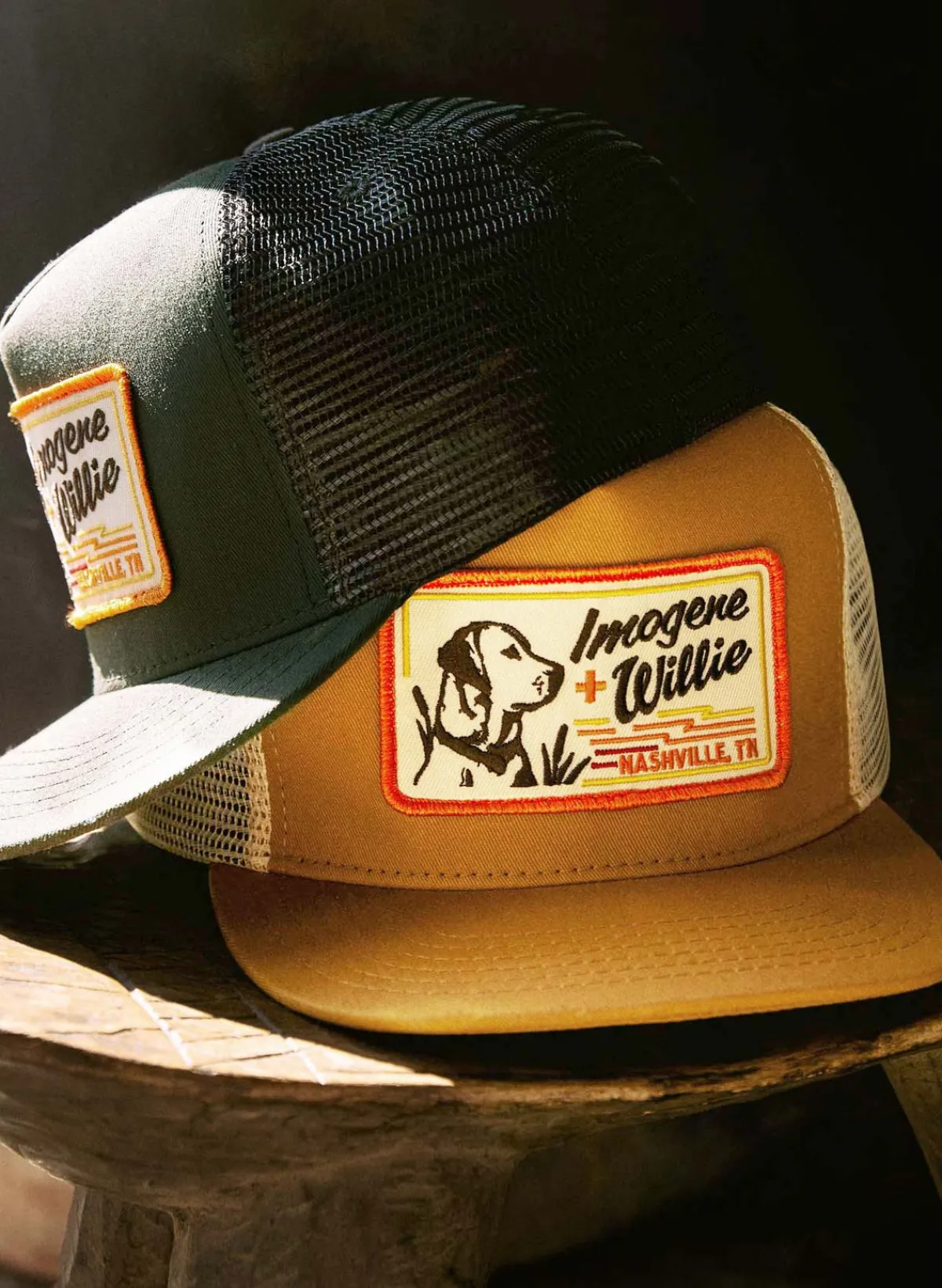 Women Imogene + Willie the "bird dog" trucker in gold