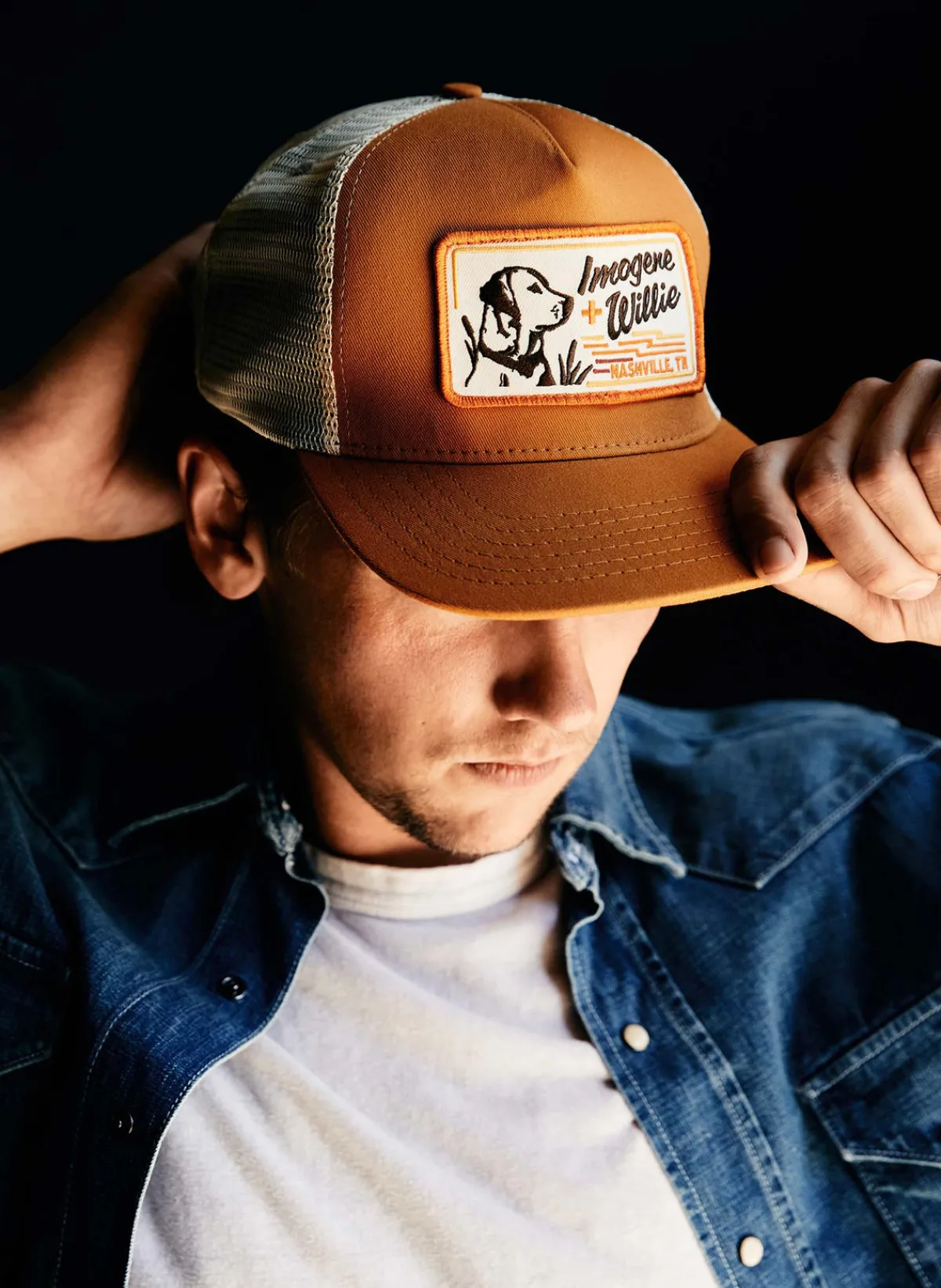 Women Imogene + Willie the "bird dog" trucker in gold