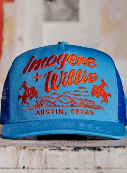 Women Imogene + Willie the "bronco" trucker in blue