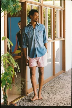 Imogene + Willie the canvas lounge short in pink stone