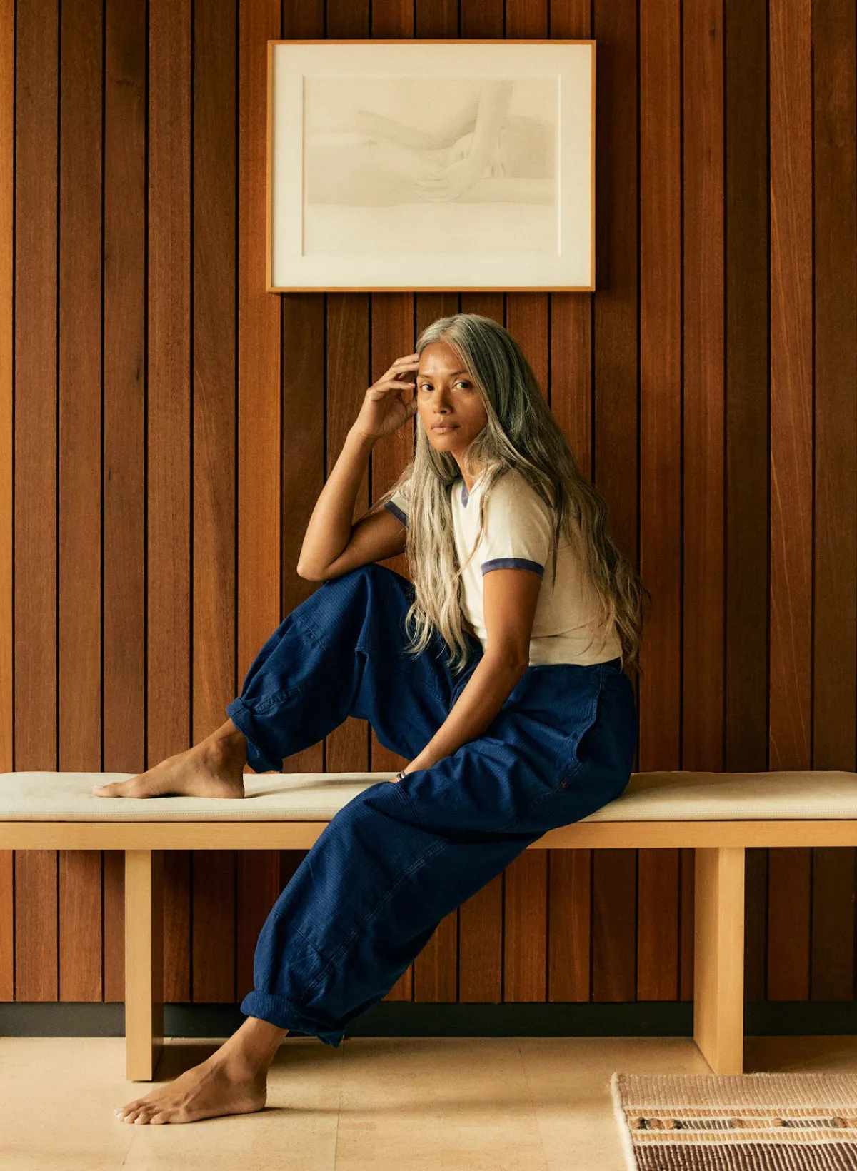 Women Imogene + Willie the flight pant in sashiko indigo