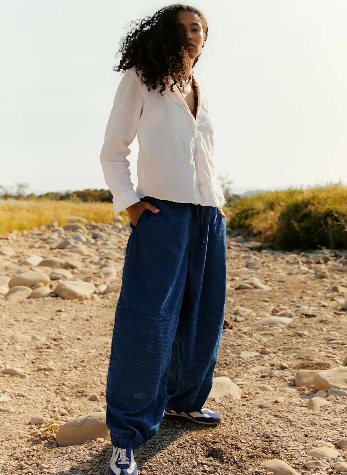Women Imogene + Willie the flight pant in sashiko indigo