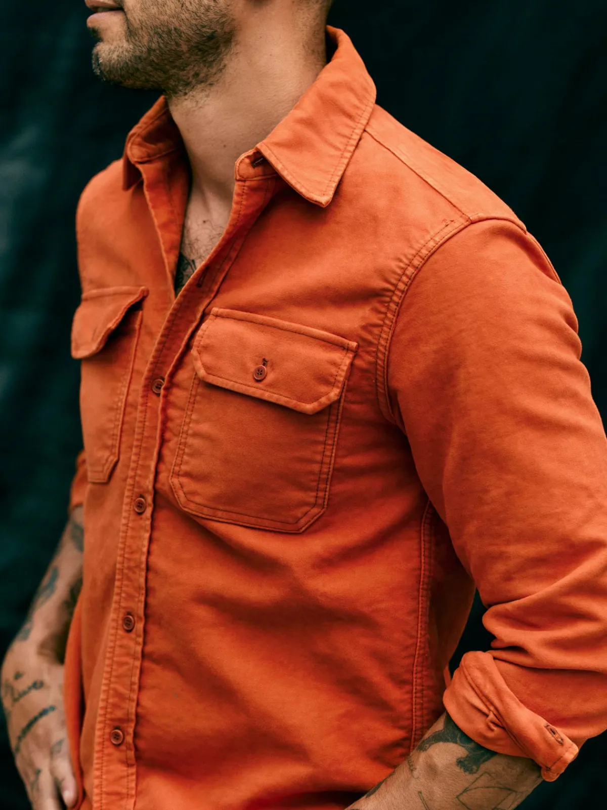 Imogene + Willie the griffin workshirt in orange