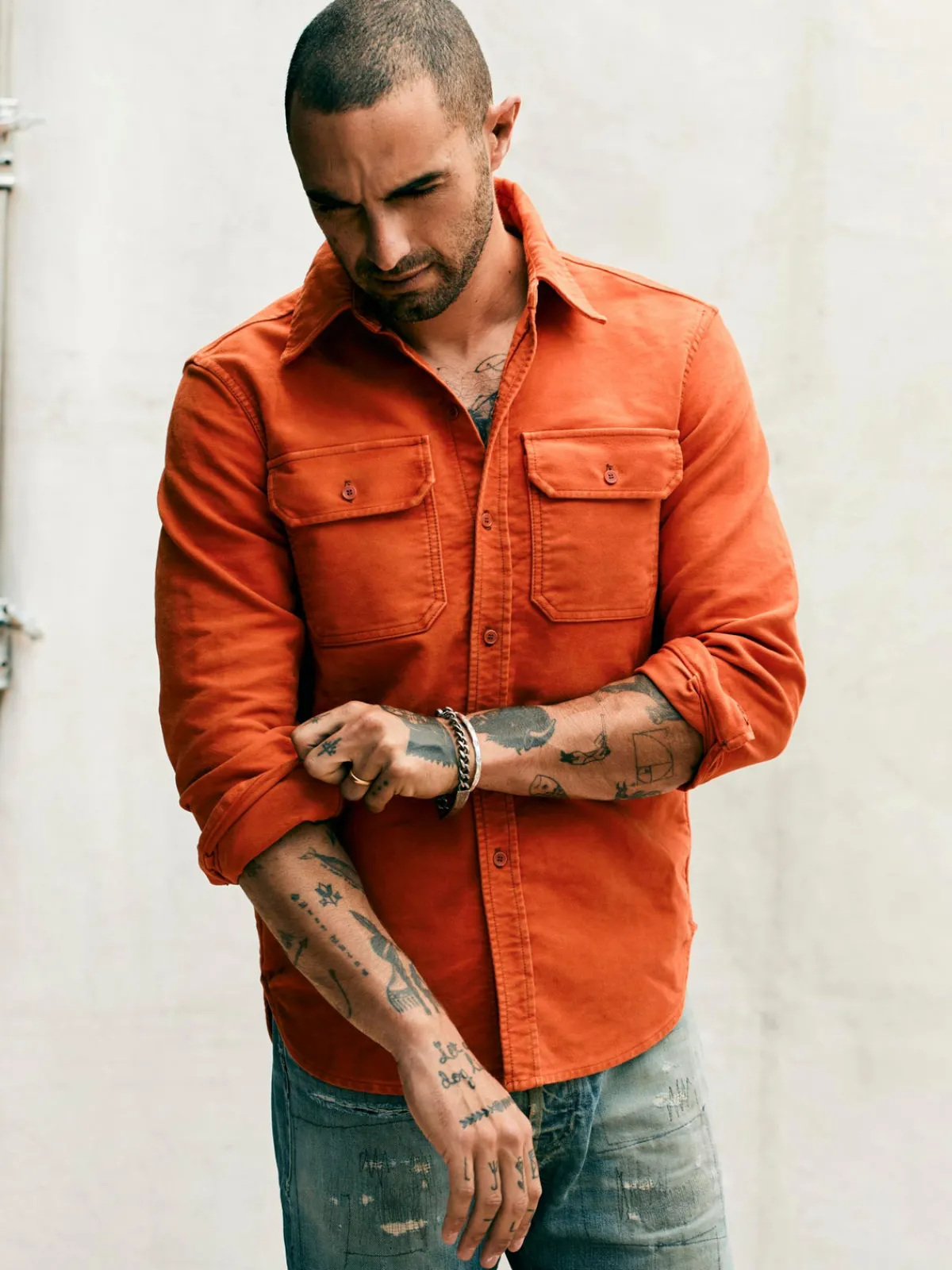 Imogene + Willie the griffin workshirt in orange