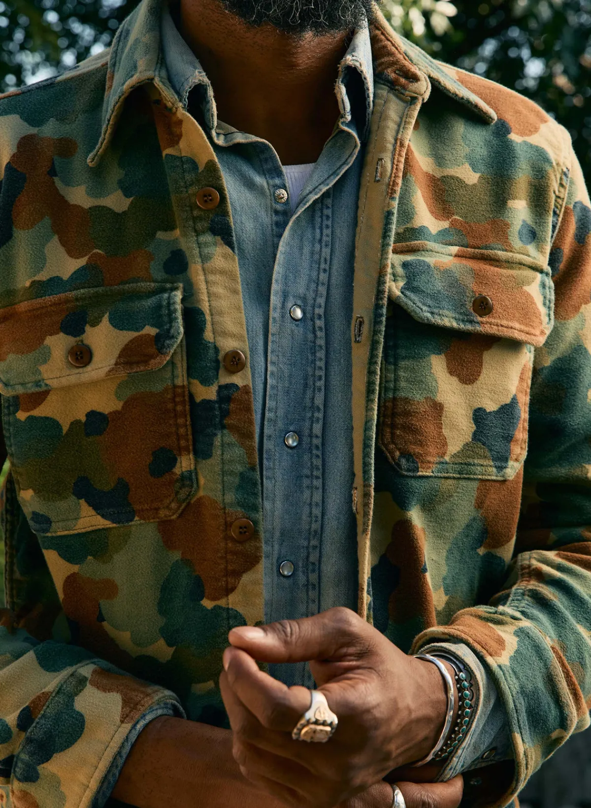 Imogene + Willie the griffin workshirt in painted camo