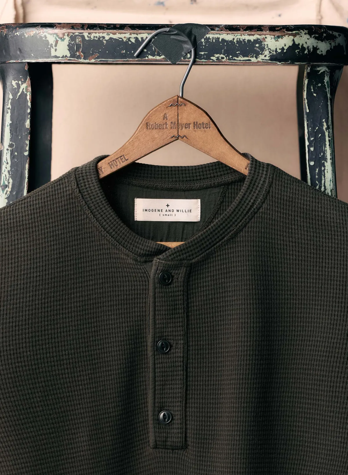 Imogene + Willie the knit waffle henley in forest