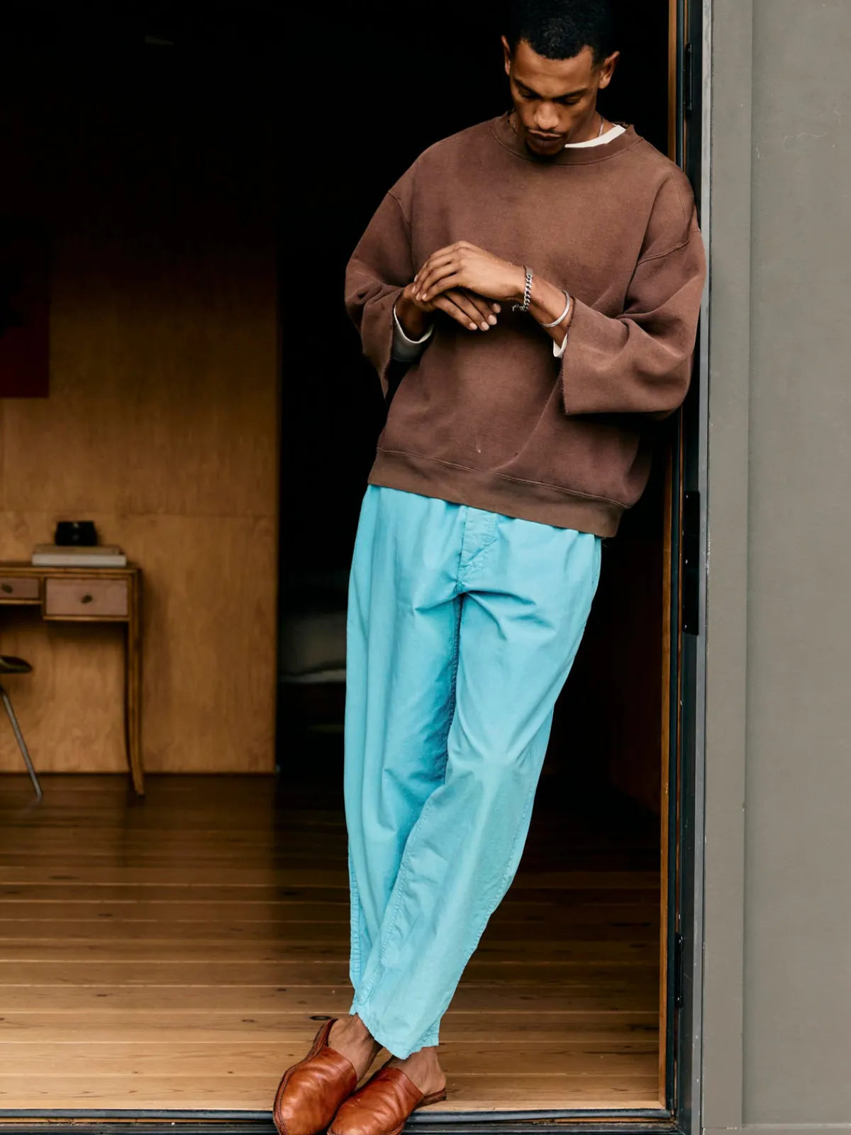 Imogene + Willie the lounge pant in aqua poplin