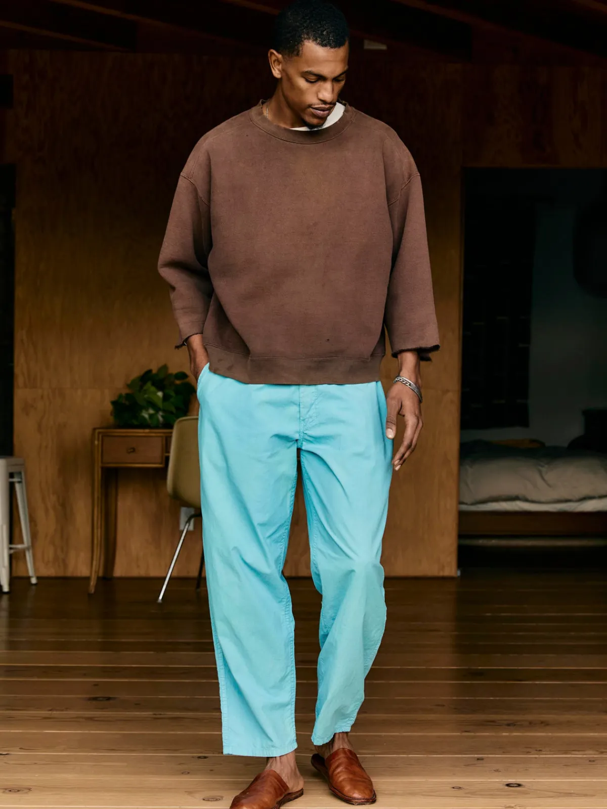 Imogene + Willie the lounge pant in aqua poplin