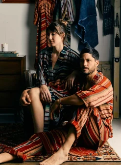 Women Imogene + Willie the ojai robe in coastal stripe