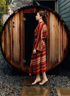 Women Imogene + Willie the ojai robe in coastal stripe
