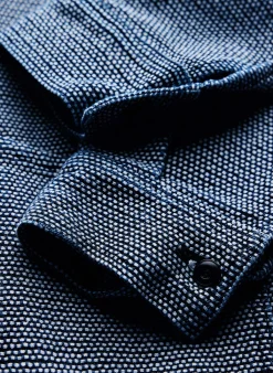Women Imogene + Willie the painters coat in indigo cream sashiko