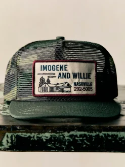 Women Imogene + Willie the "service station" mesh trucker in camo