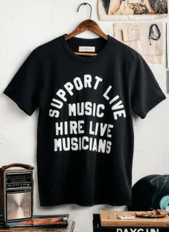 Women Imogene + Willie the "support live music" tee in black