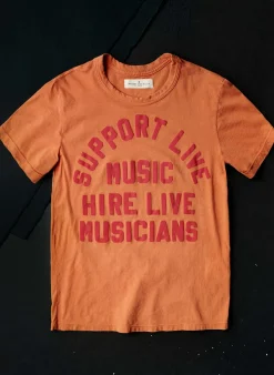 Women Imogene + Willie the "support live music" tee in orange