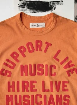 Women Imogene + Willie the "support live music" tee in orange