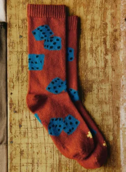Imogene + Willie the "tumblin dice" sock in rust