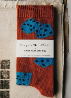 Imogene + Willie the "tumblin dice" sock in rust