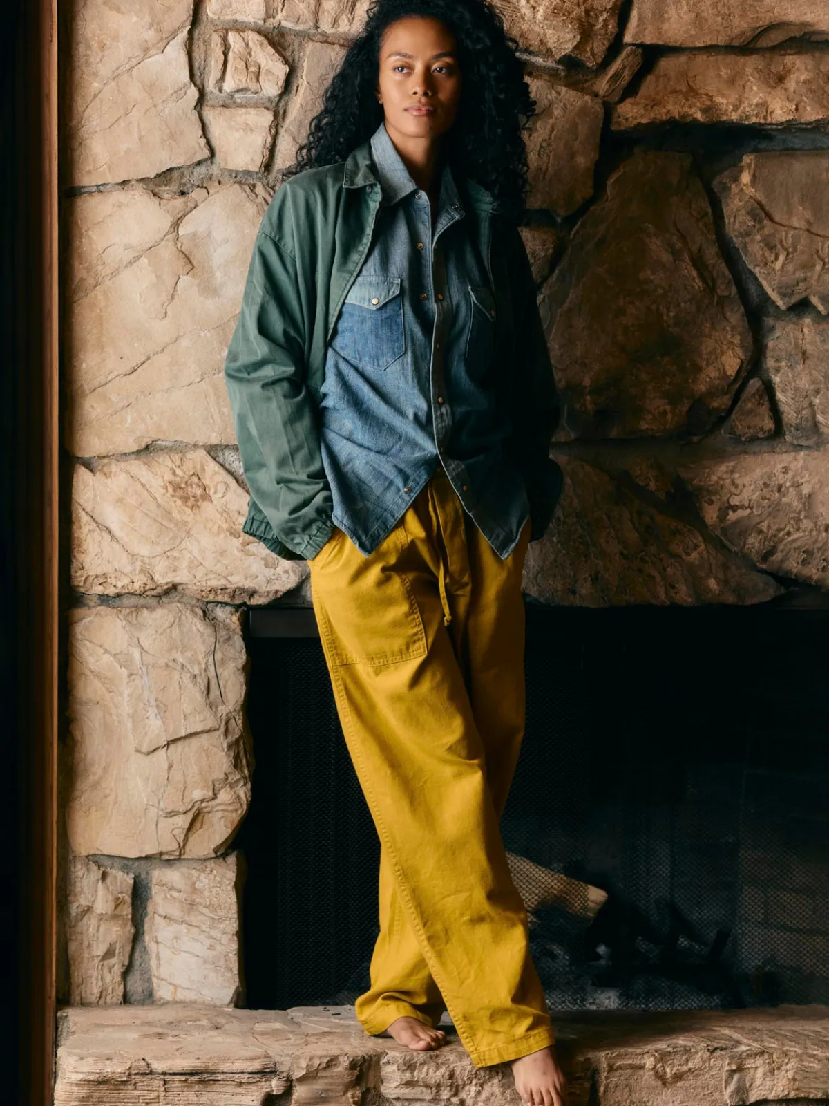 Women Imogene + Willie the ventura chore pant in chartreuse