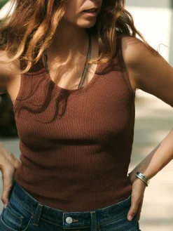 Women Imogene + Willie the vintage tank in open knit chestnut