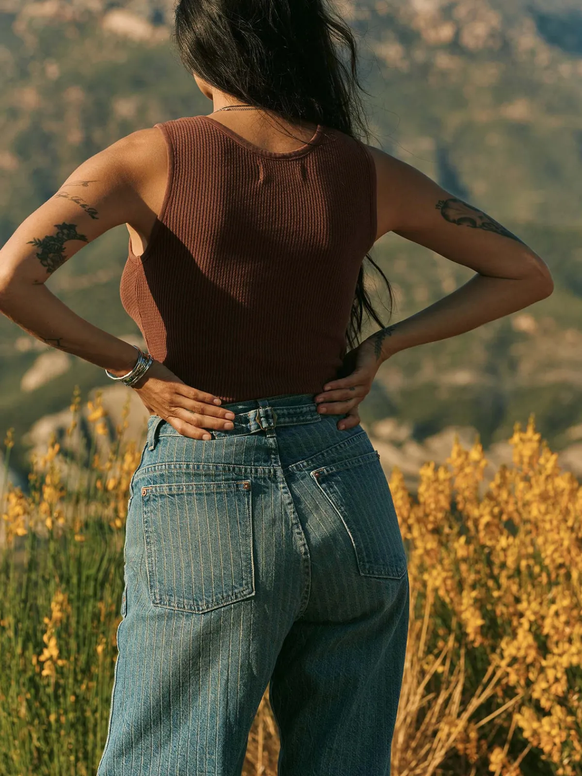 Women Imogene + Willie the vintage tank in open knit chestnut