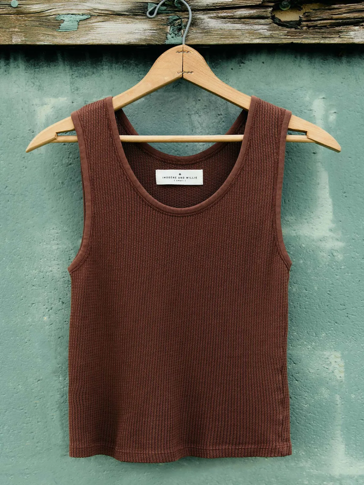 Women Imogene + Willie the vintage tank in open knit chestnut