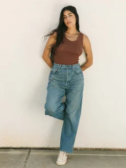 Women Imogene + Willie the vintage tank in open knit chestnut