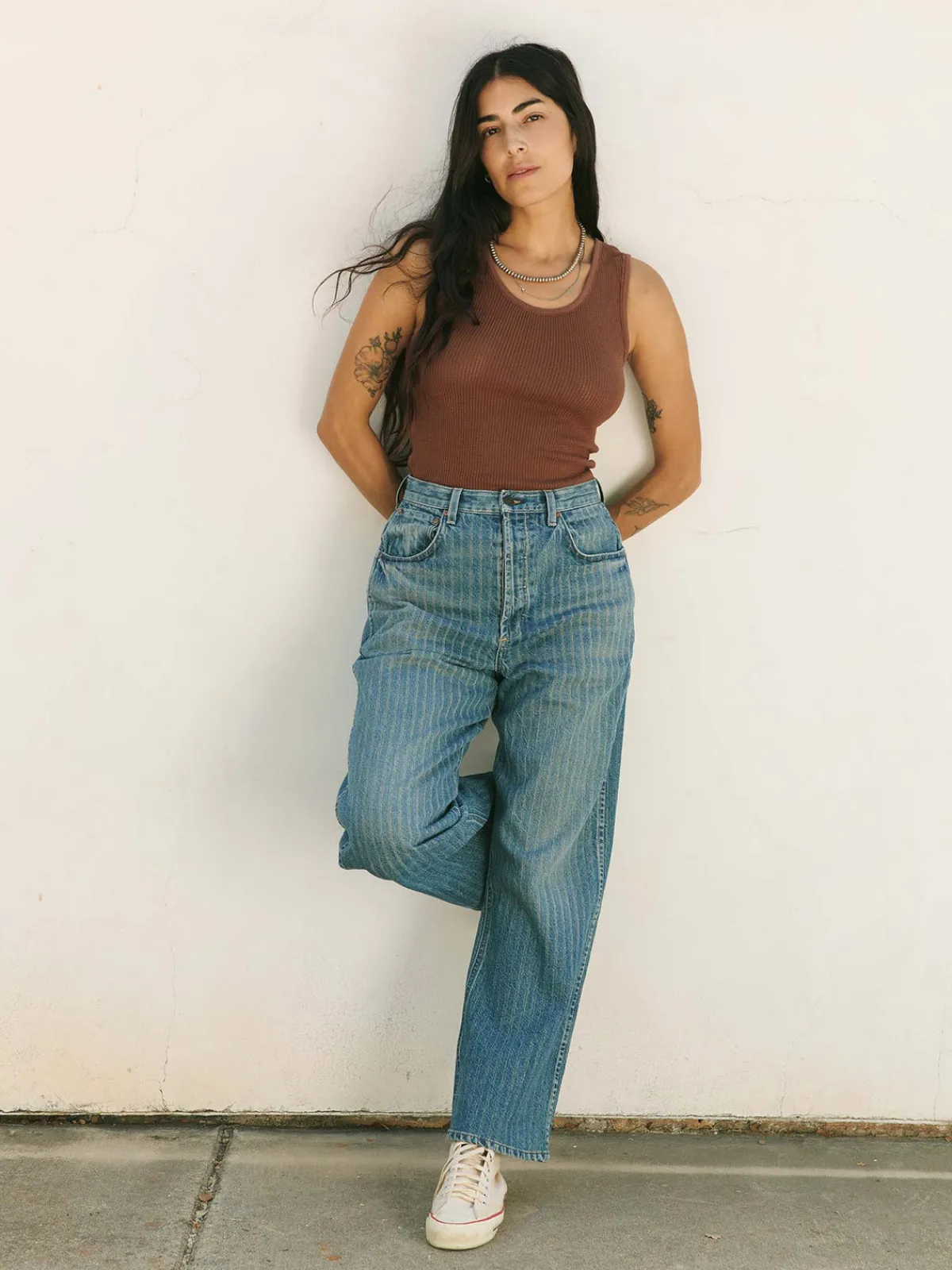Women Imogene + Willie the vintage tank in open knit chestnut