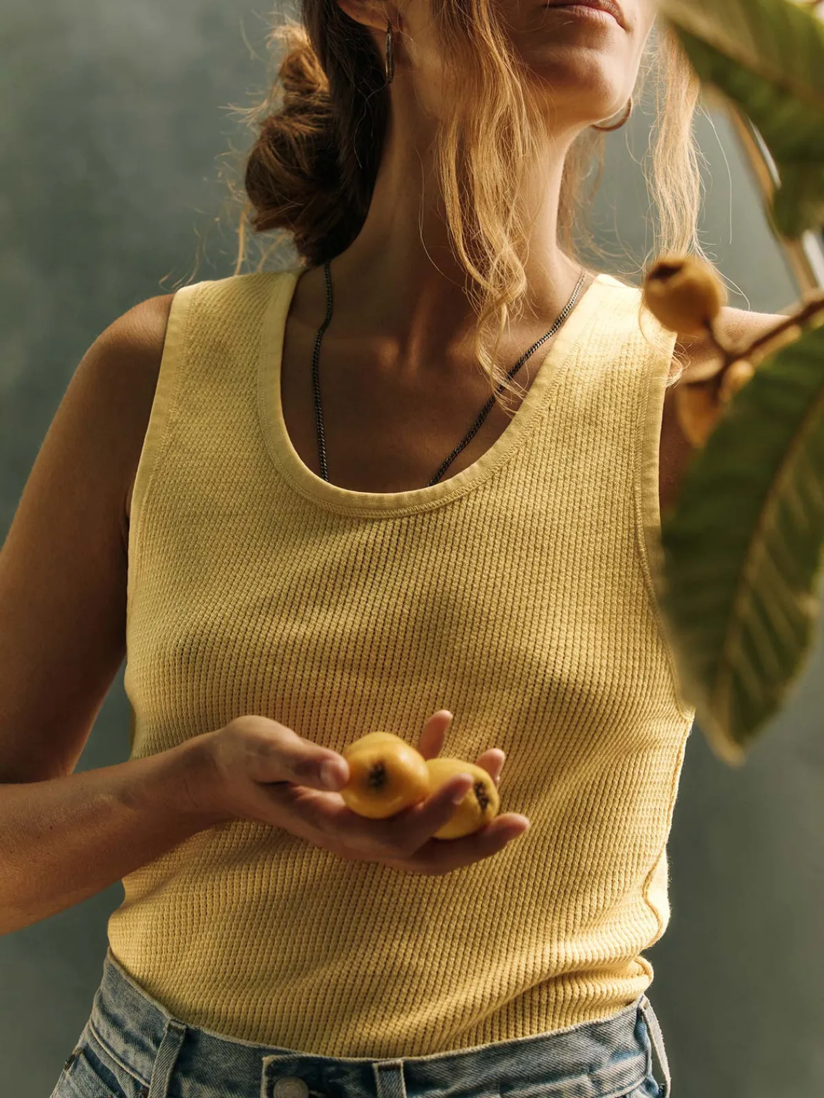 Women Imogene + Willie the vintage tank in open knit yellow