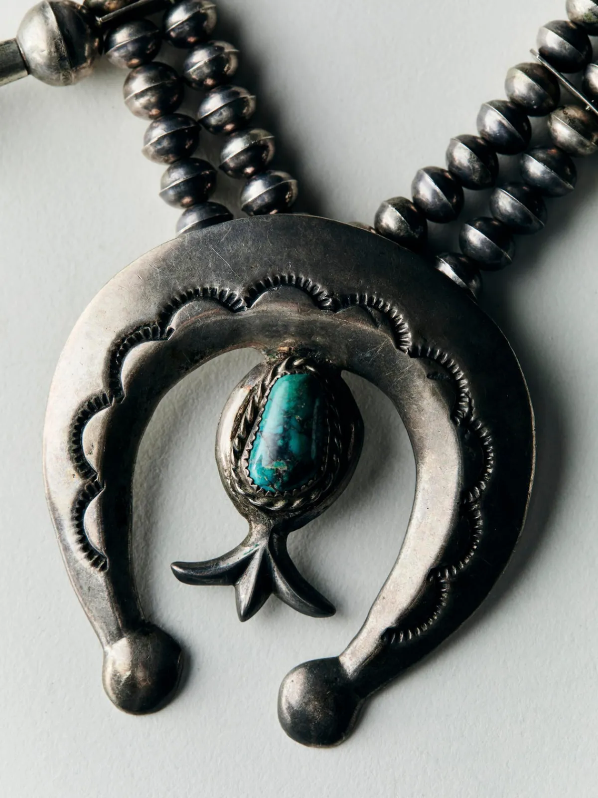 Women Imogene + Willie vintage navajo silver squash blossom
