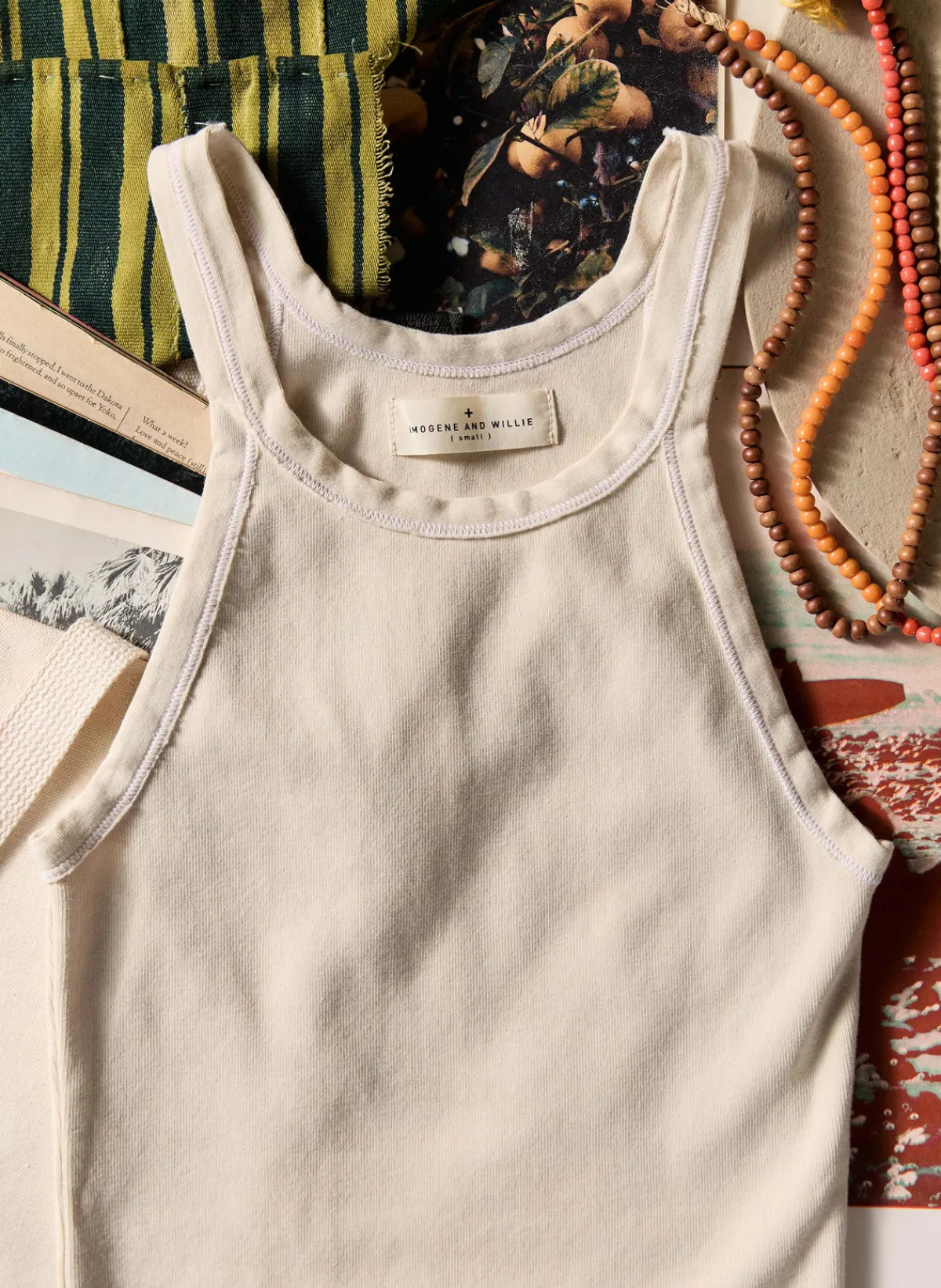 Women Imogene + Willie vintage white ribbed racerback tank