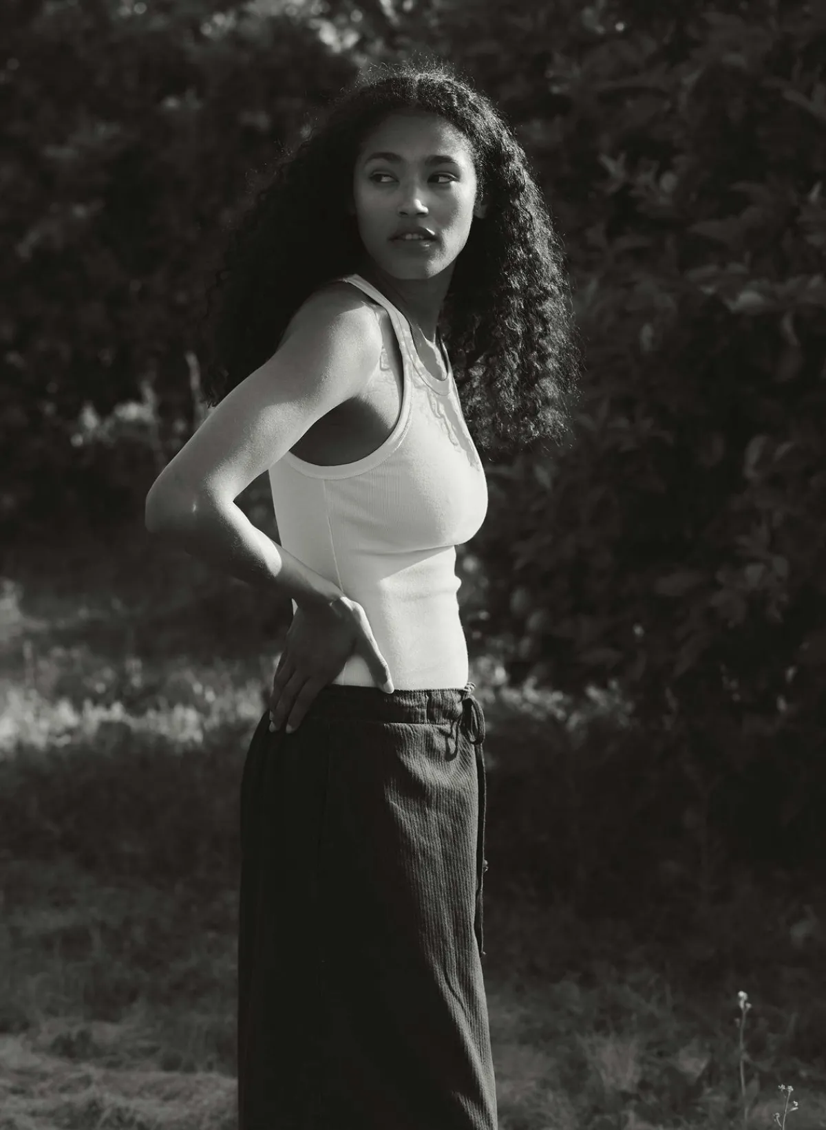 Women Imogene + Willie vintage white ribbed racerback tank