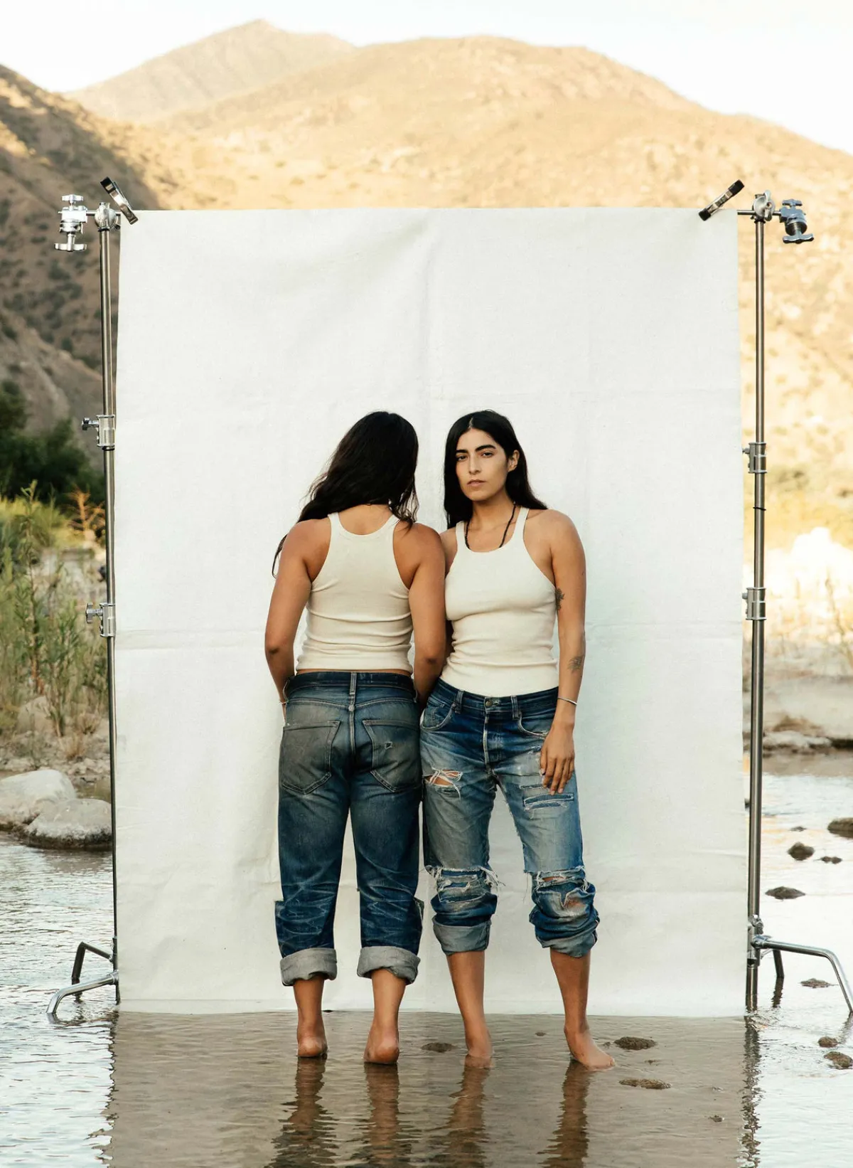 Women Imogene + Willie vintage white ribbed racerback tank