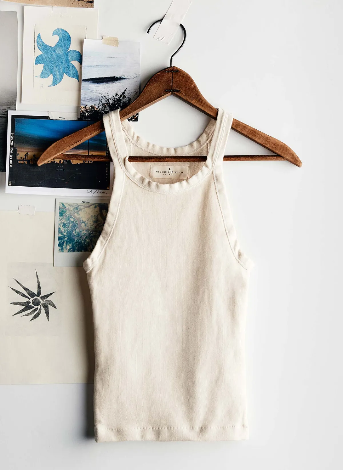 Women Imogene + Willie vintage white ribbed racerback tank